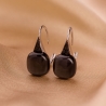 Sterling Silver Earrings Black Cz