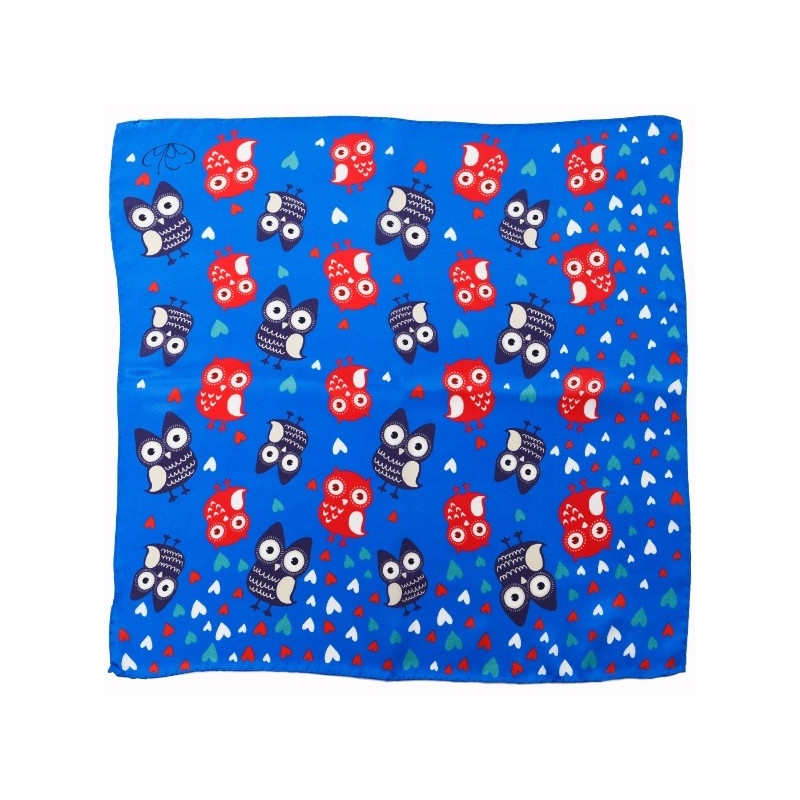Owls blue Silk Scarf