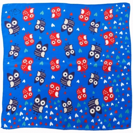 Owls blue Silk Scarf