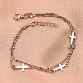 Sterling Silver Bracelet DB Cross