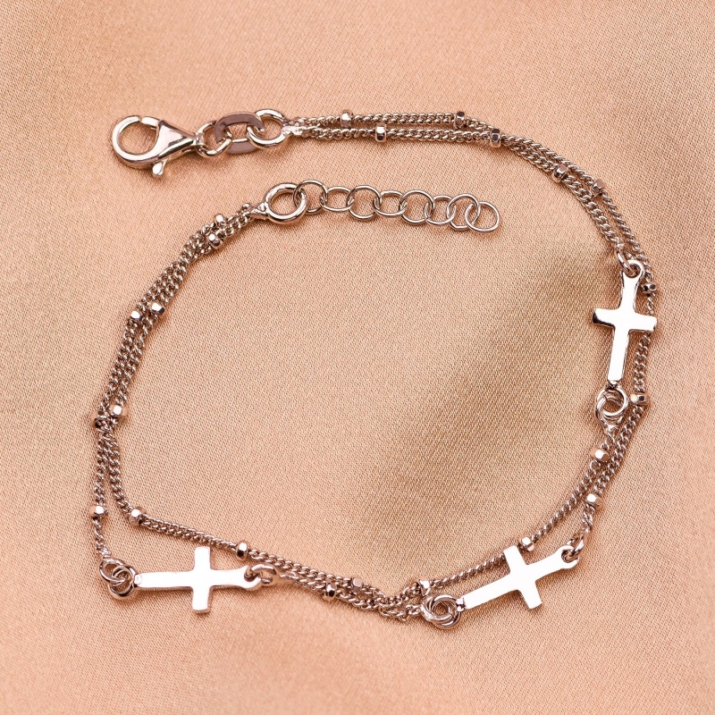 Sterling Silver Bracelet DB Cross
