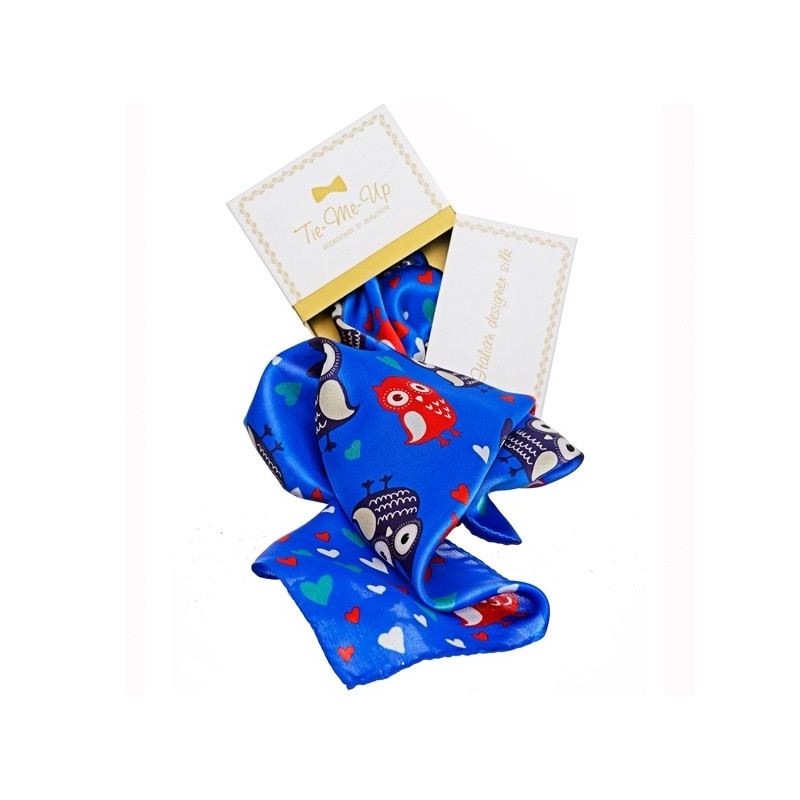 Owls blue Silk Scarf