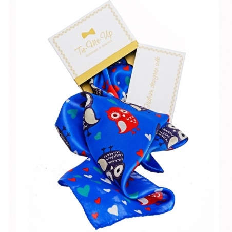 Owls blue Silk Scarf