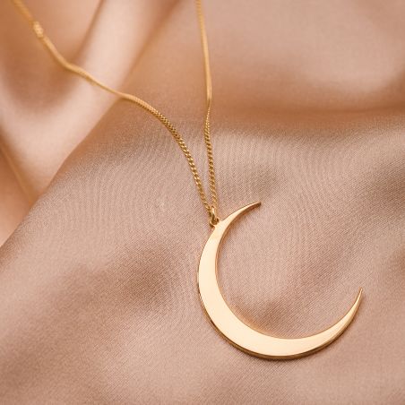 Sterling Silver Necklace Moon gold