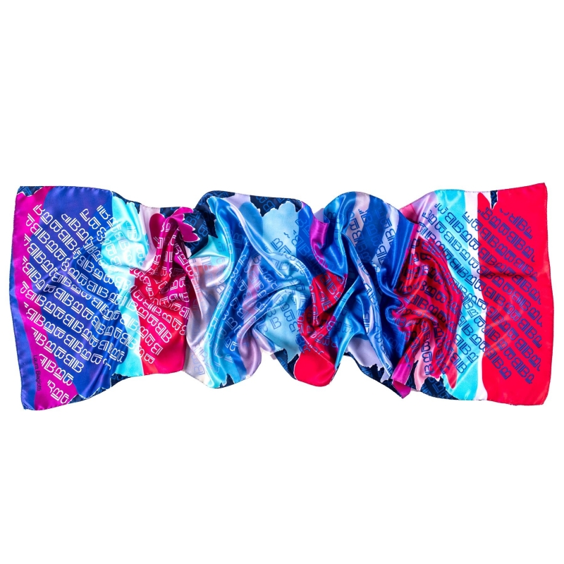 Silk shawl Laura Biagiotti logo blue