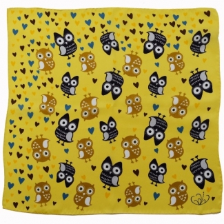 Yellow owls silk scarf