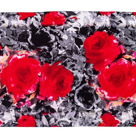 Silk shawl roses red & black