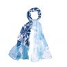 Silk shawl Cool Flowers Ice blue
