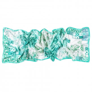 Silk shawl Azulejo mint