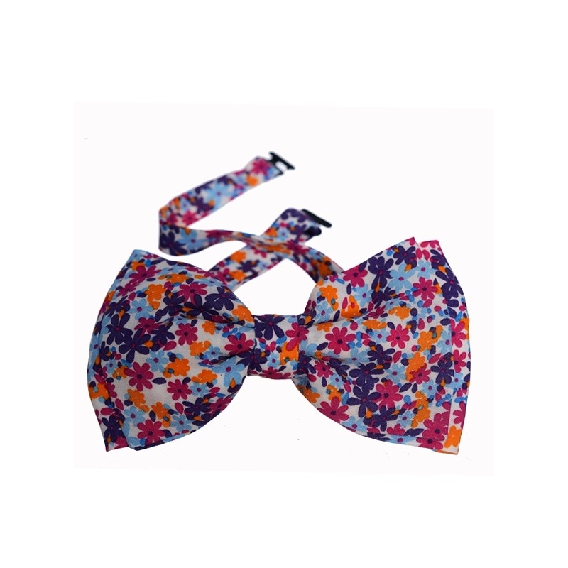 Papion dublu Minnie floricele multicolore lila