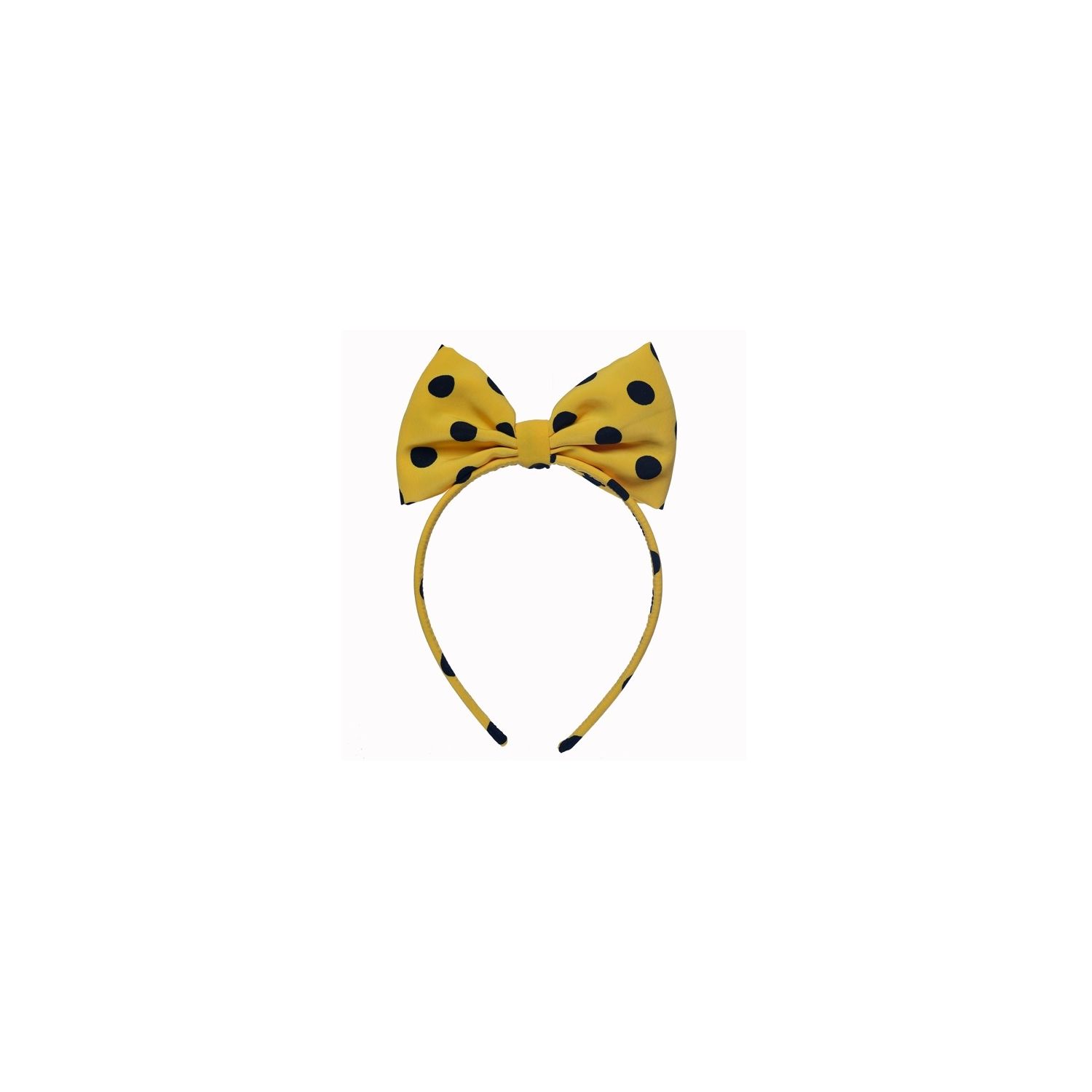 Minnie bowed Headband black dots on yellow