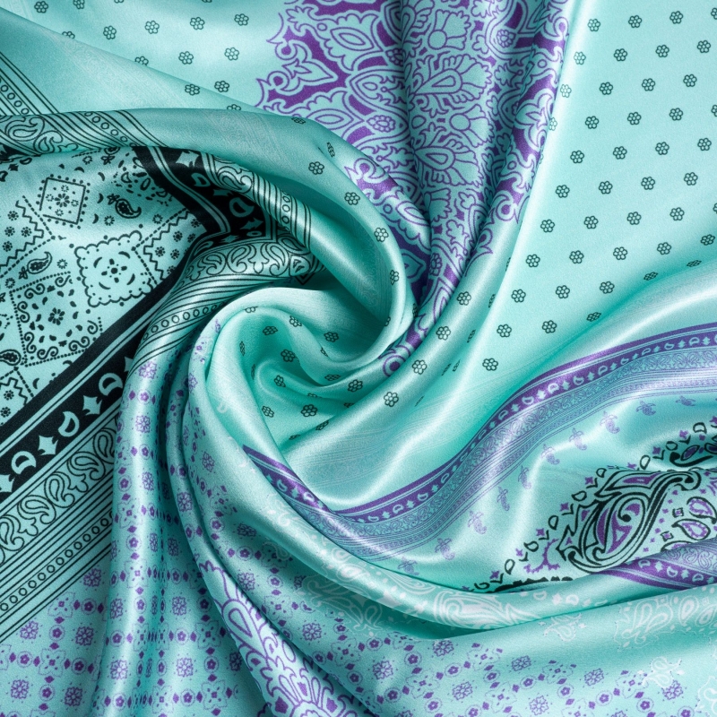 Esarfa matase Geometric green mint