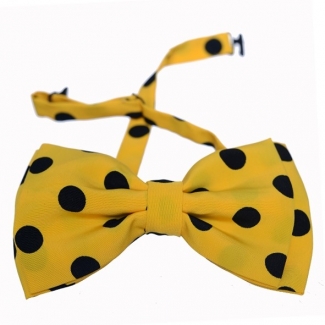 Minnie double bow tie black dots on yellow