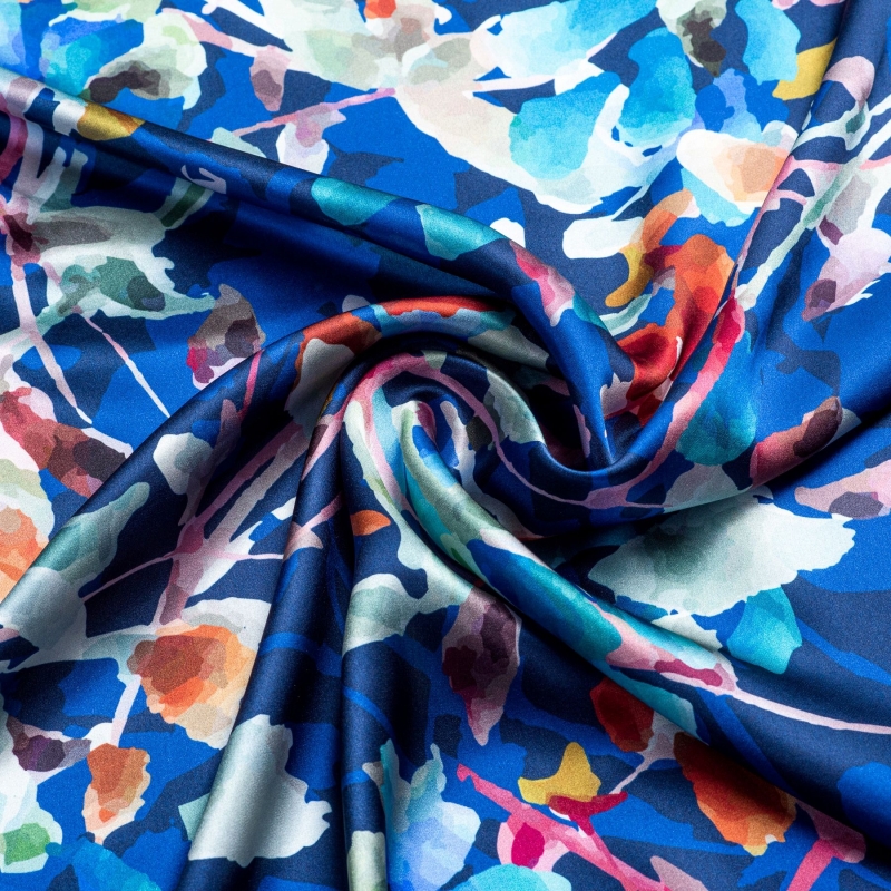 Silk scarf Autumn Poeme blue