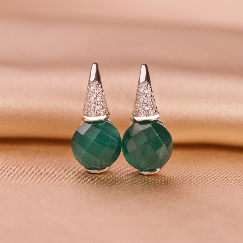 Set Esarfa matase S Pucci Style green si Cercei argint New Scarlet Emerald fatetat