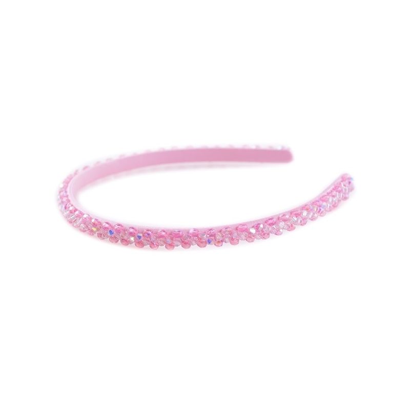Headband Glamour skinny cristale roz si aurora boreala