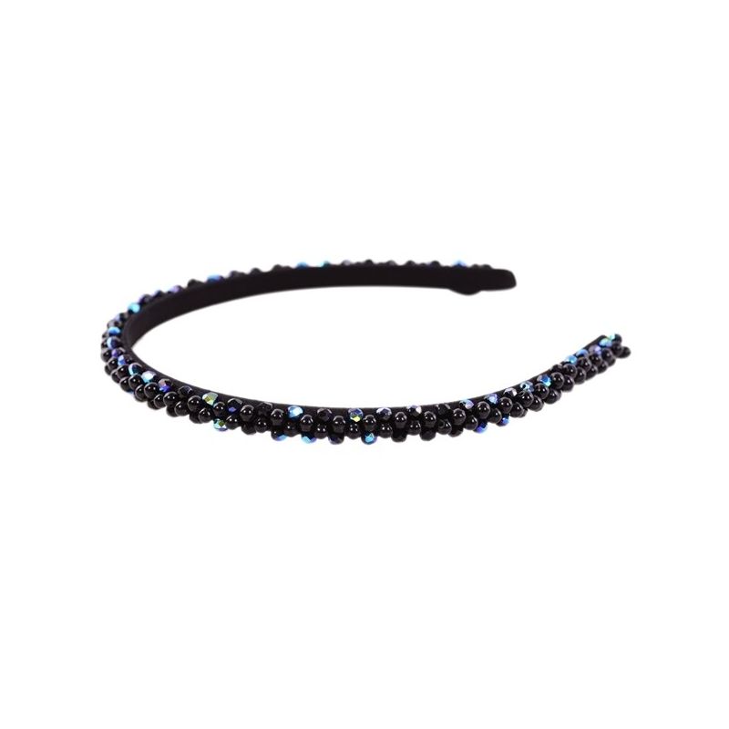 Headband Glamour skinny black crystals