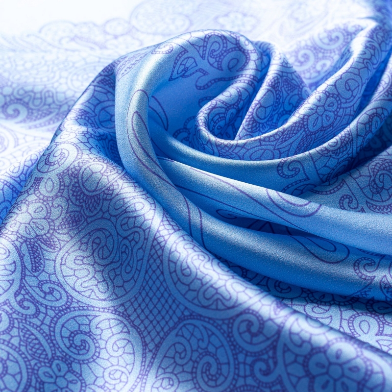 Esarfa matase naturala geometric simplu blue