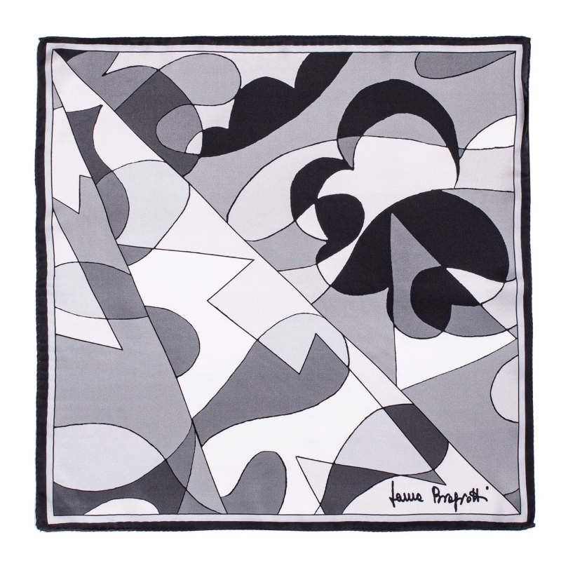 Silk Scarf Black Abstract
