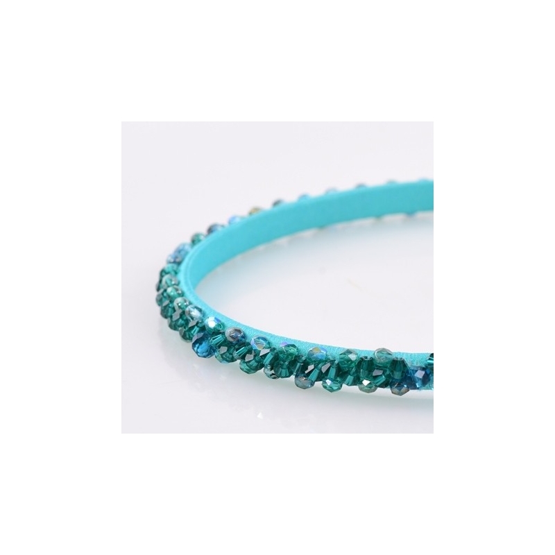 Headband Glamour skinny turcoise cu cristale