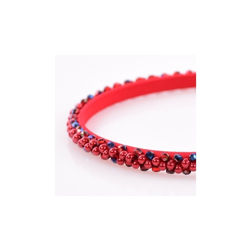 Headband Glamour skinny negru cu cristale