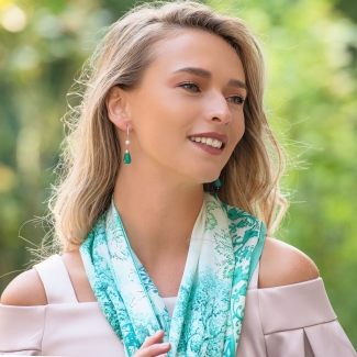 Silk shawl Azulejo mint