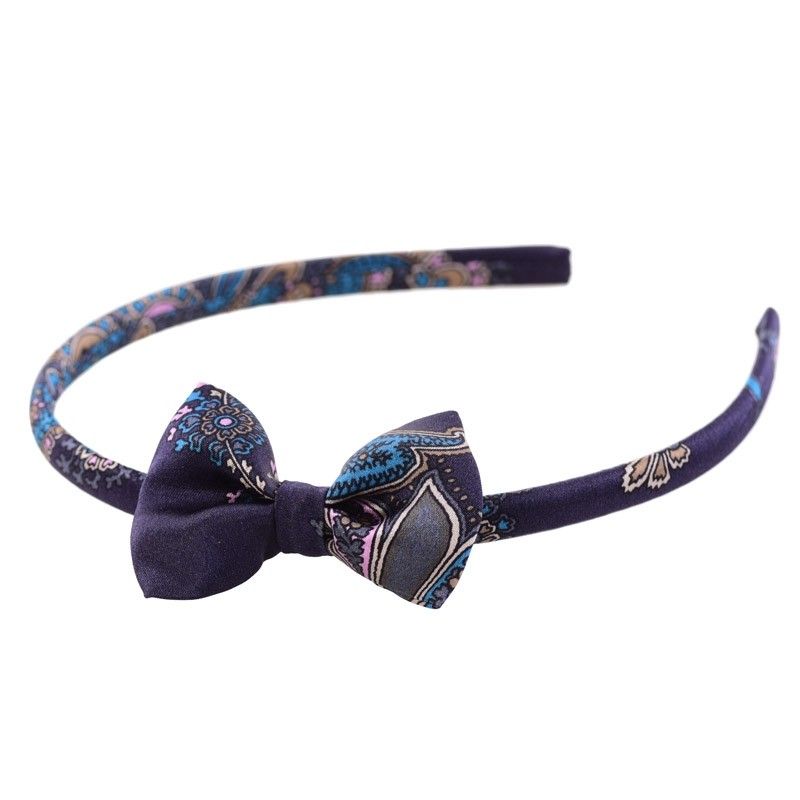 Paisley bleumarin bow headband