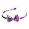 Purple green aquarela bow headband