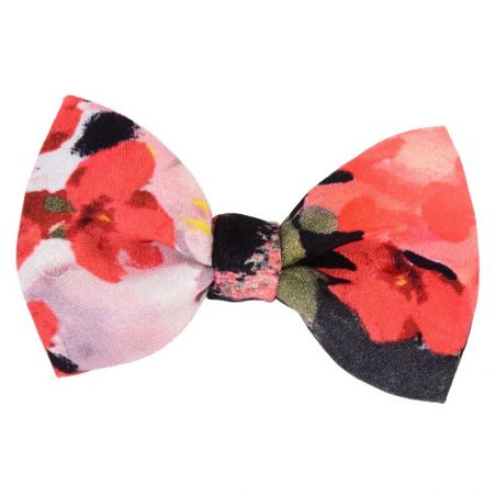 Coral flowers on black bow