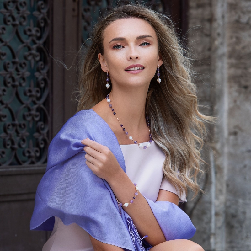 Cashmere and silk scarf Grigio di Parma