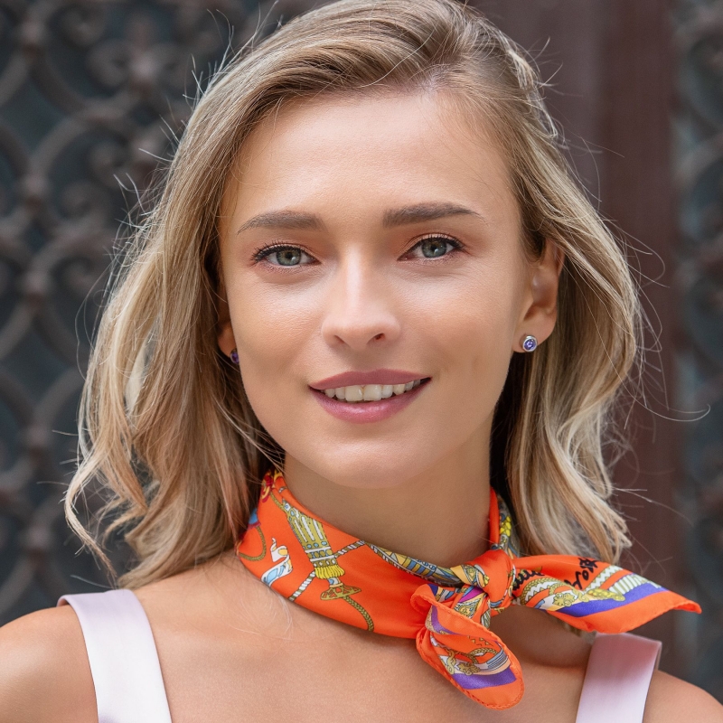 Silk scarf S twill Parisienne orange