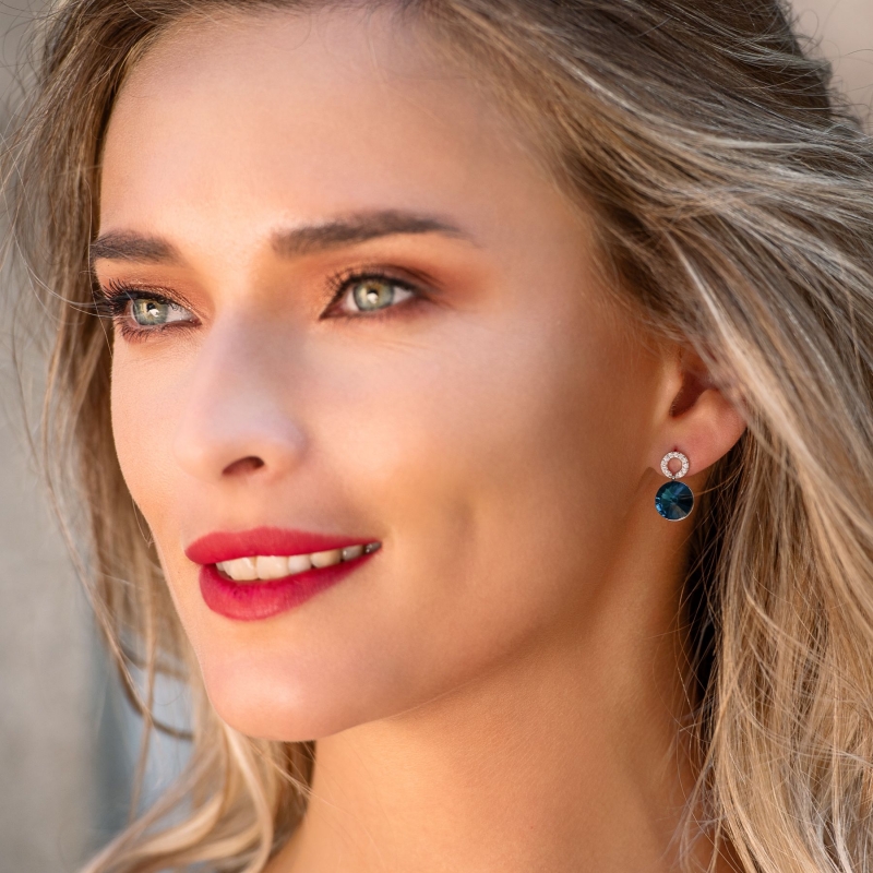 Cercei argint Lovely Blue Swarovski