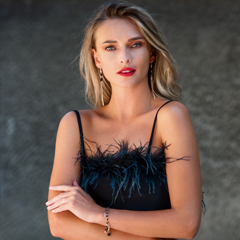 Cercei argint New Bond agate negre