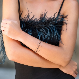 Sterling Silver Bracelet New Bond black agate