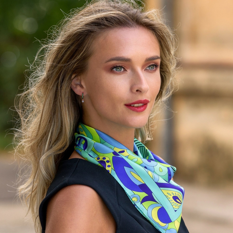 Silk scarf S Pucci Style green