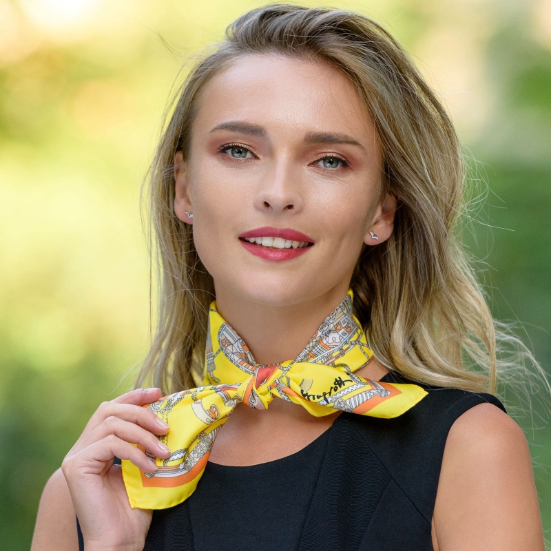 Silk scarf S twill Parisienne yellow