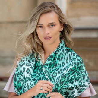 Inel argint reglabil Iconic Emerald Cat Eye