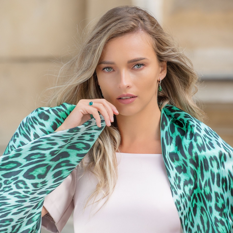 Gift Salon and Mask Silk Animal Print Light green