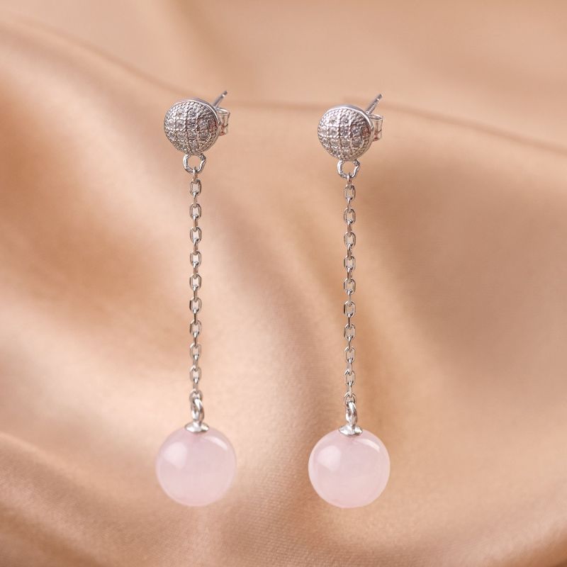 Silver earrings rose quartz My Way