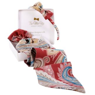 CADOU: Eşarfă mătase naturală cu volan şi headband Marsala Luxury