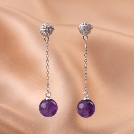 Silver earrings amethyst My Way