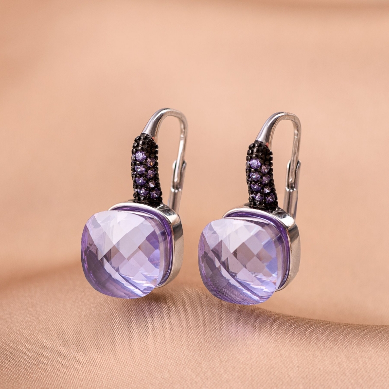 Inel reglabil argint Lavanda Cat Eye