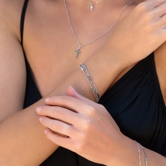 Sterling Silver Bracelet DB Cross