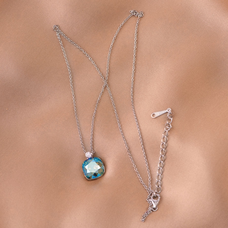 Colier argint Swarovski Turquoise Sea Lights