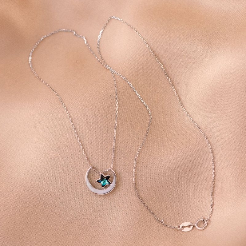 Colier argint Swarovski Indicolite Sweet dreams