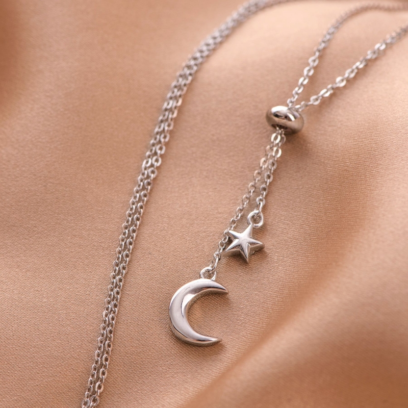 Colier argint reglabil Moon Star Harmony