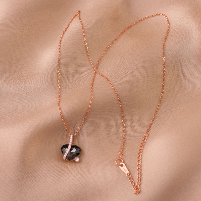 Colier argint Swarovski Silver Night Heart