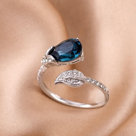 Inel argint reglabil Swarovski Bermuda Blue Drop