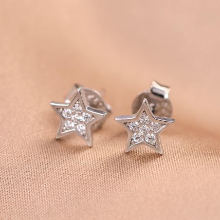 Cercei argint Minimal White Star