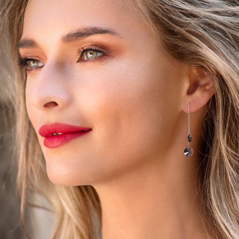 Cercei argint Swarovski Indicolite 2 Notes